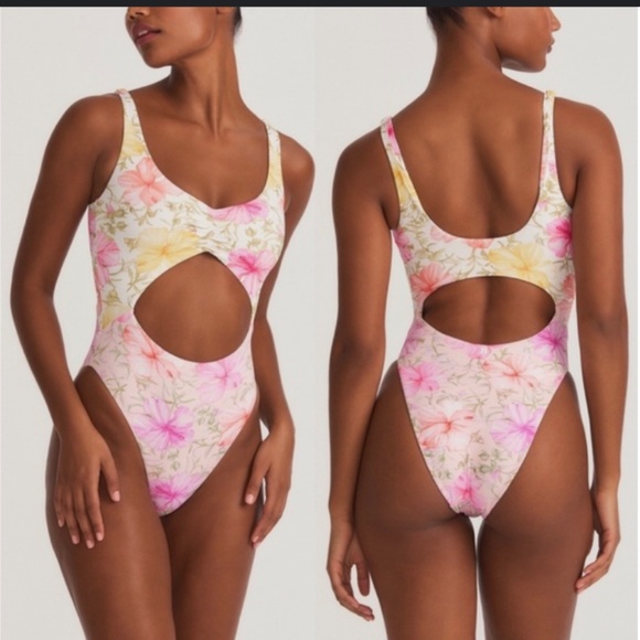 LoveShackFancy Hurley Hibiscus Cheeky One Piece - Picture 1 of 2